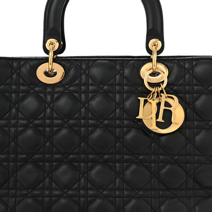 Christian Dior Lambskin Cannage Large Lady Dior Black 8 of 10