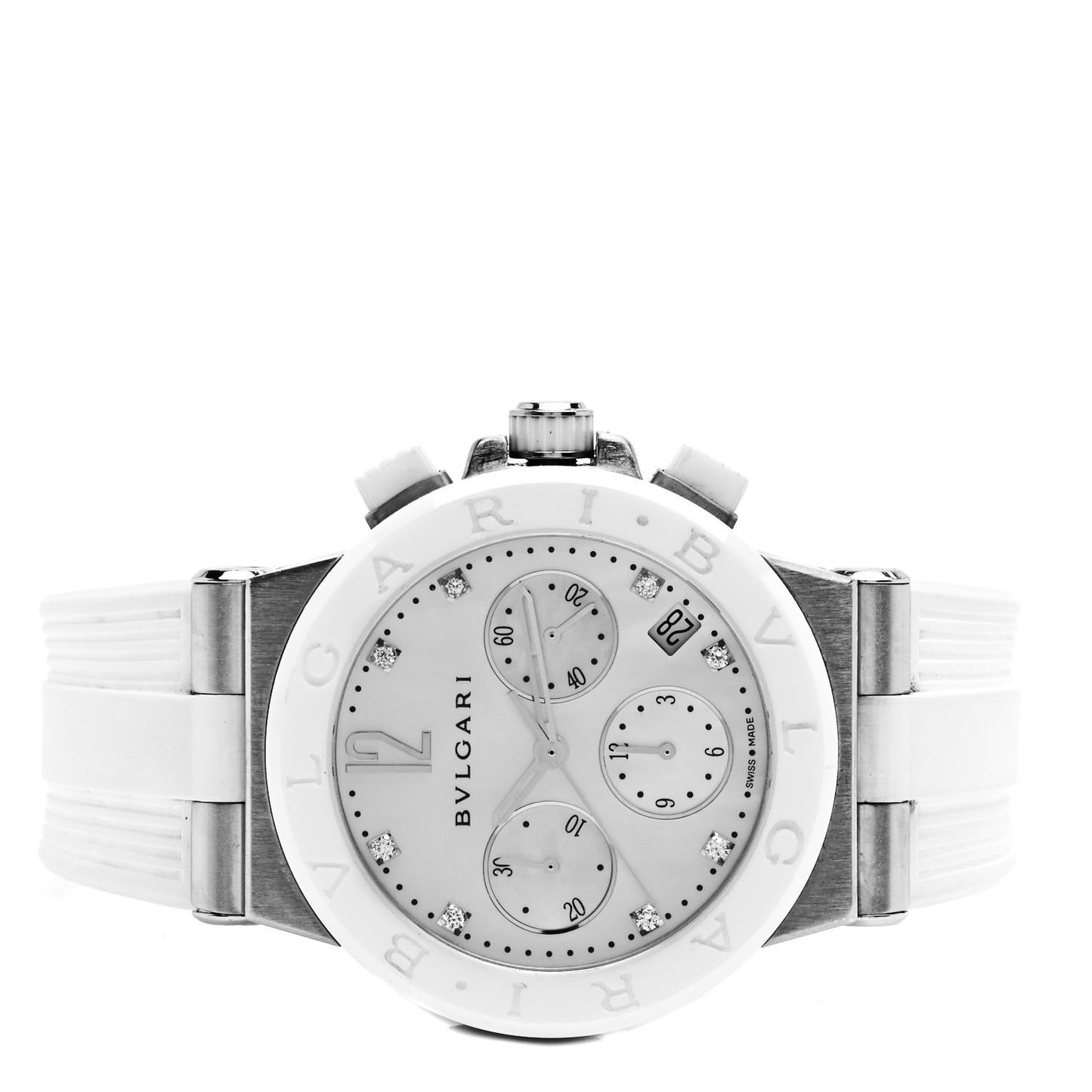 Stainless Steel Ceramic Rubber Diamond Mother of Pearl 37mm Diagono Chronograph Automatic Watch