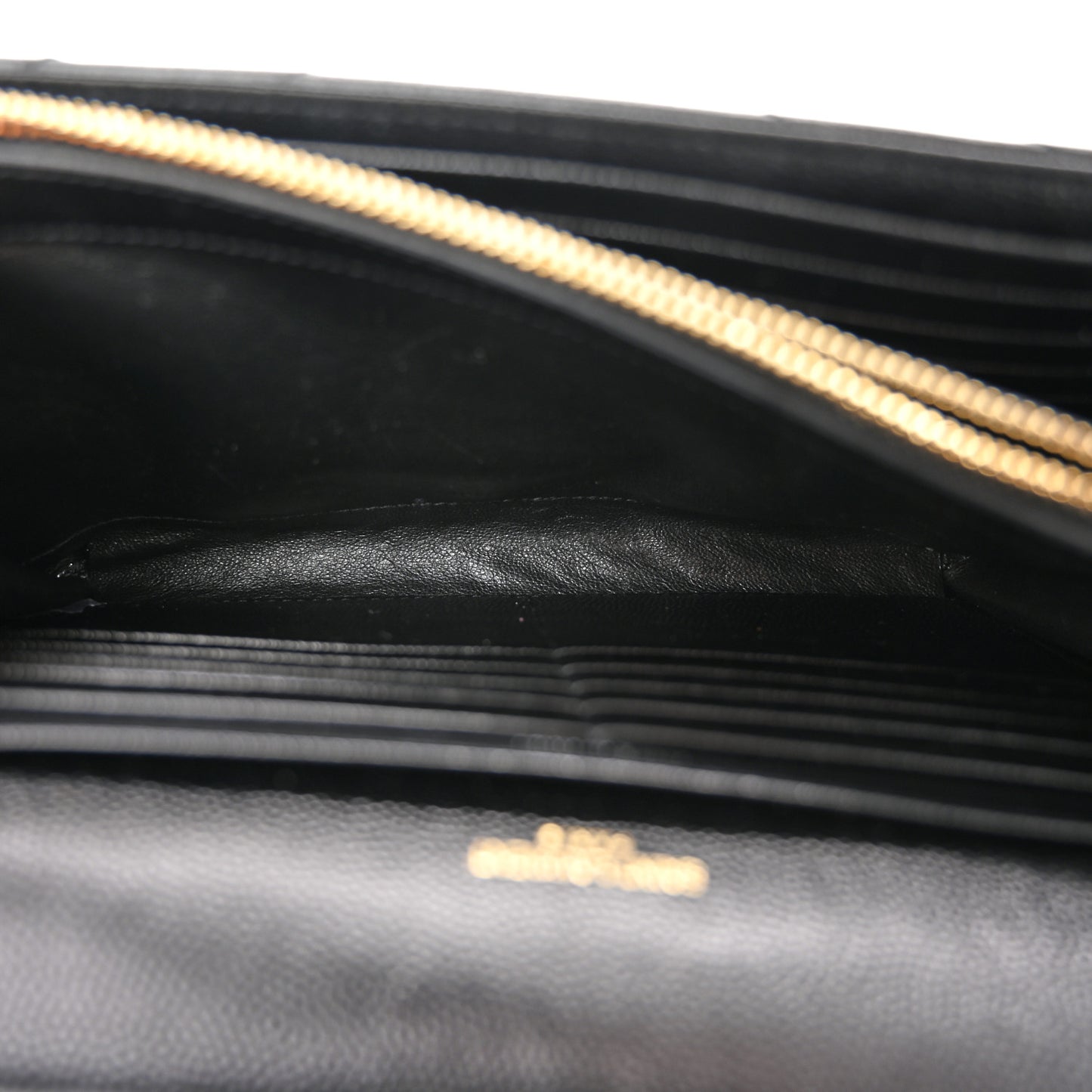 Grain De Poudre Matelasse Chevron Monogram Chain Wallet Black