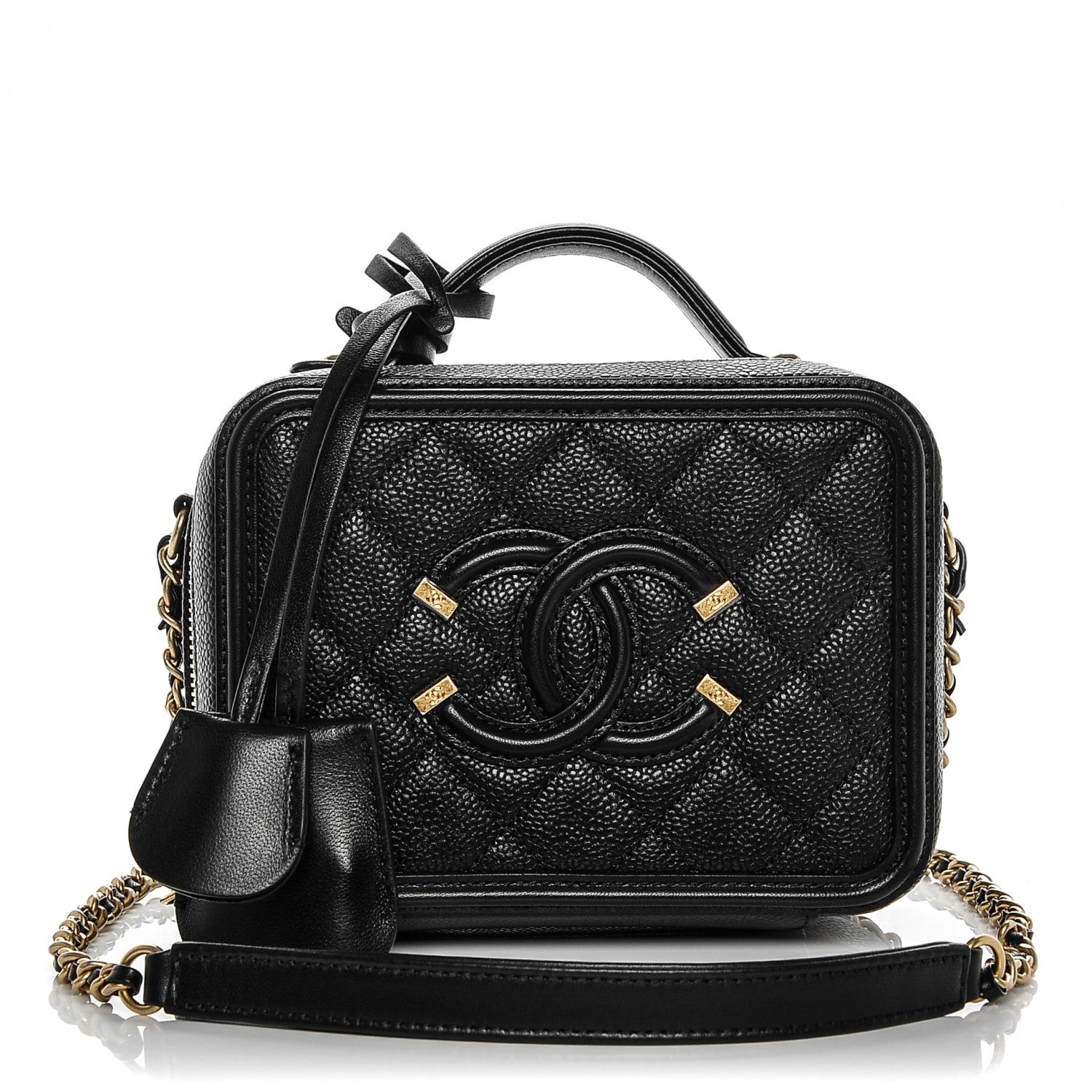 Chanel Caviar Quilted Small CC Filigree Vanity Case Black 1 of 7