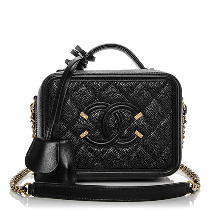Chanel Caviar Quilted Small CC Filigree Vanity Case Black 1 of 7