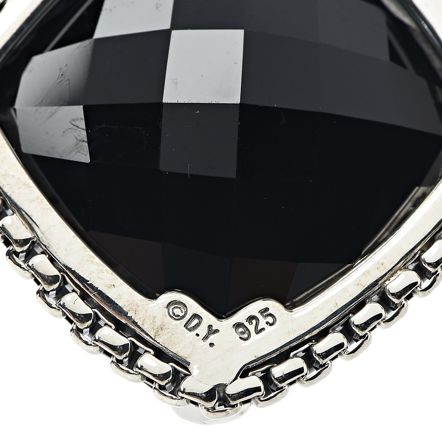 David Yurman Sterling Silver Diamond Black Onyx 20mm Cushion On Point Pendant Necklace 4 of 5