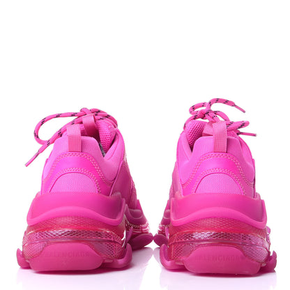 Balenciaga Fabric Mesh Clear Sole Fluo Womens Triple S Sneakers 39 Pink 6 of 8