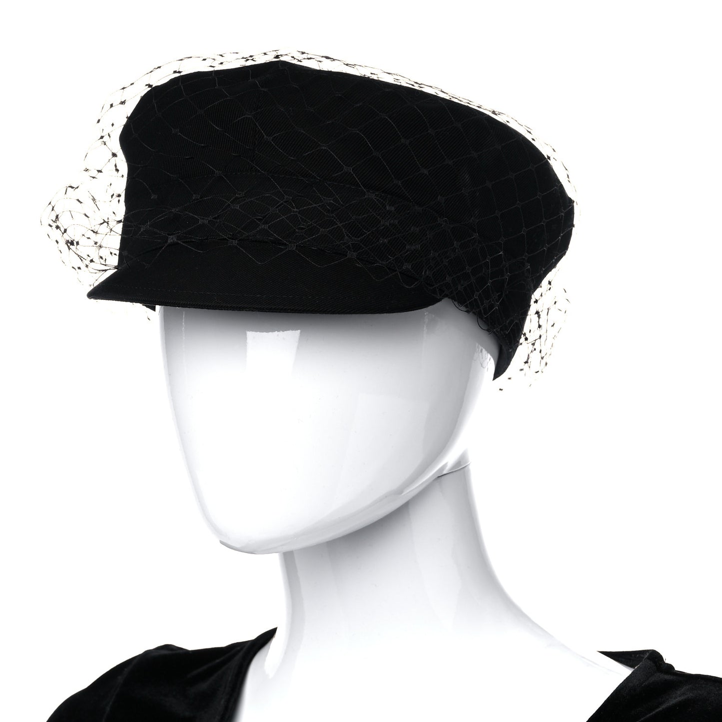Cotton Canvas Arty Cap with Veil 58 Black