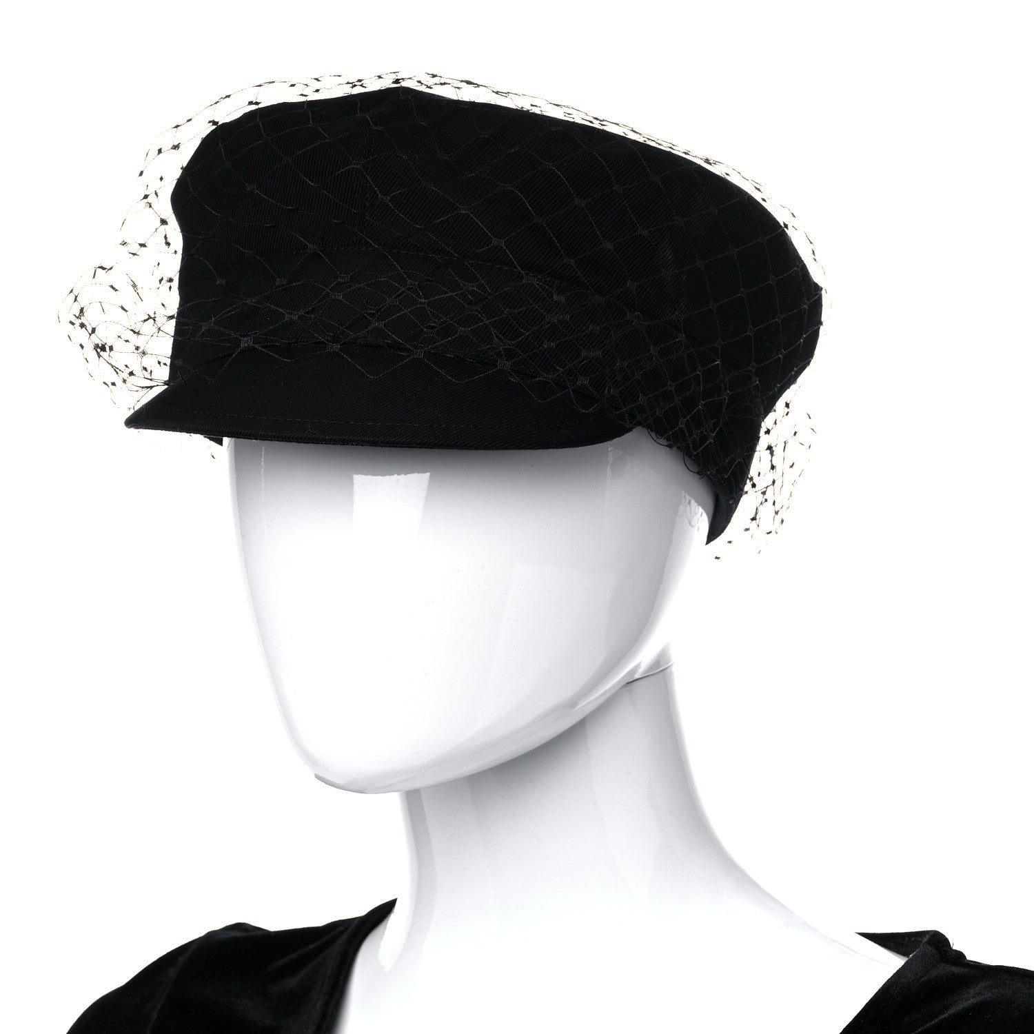Christian Dior Cotton Canvas Arty Cap with Veil 58 Black 2 of 8