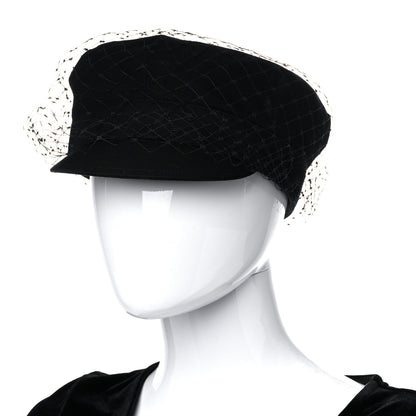 Christian Dior Cotton Canvas Arty Cap with Veil 58 Black 2 of 8