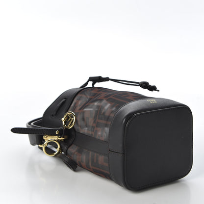 Fendi Mesh Vitello Grace F is Fendi FF 1974 Mini Mon Tresor Bucket Bag Marrone Black Ebano 3 of 8