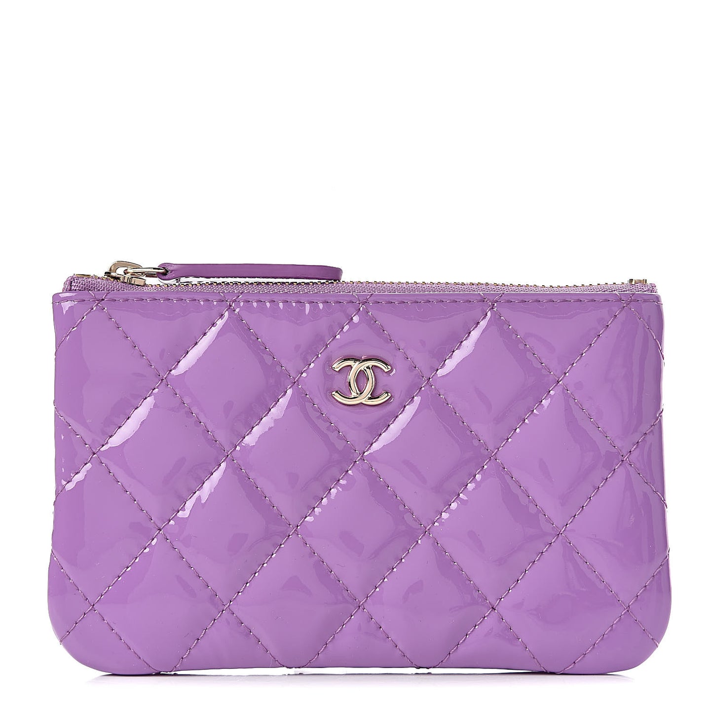 Patent Quilted Small Cosmetic Case Purple