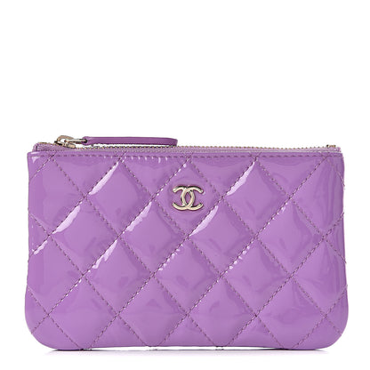 Chanel Patent Quilted Small Cosmetic Case Purple 1 of 8
