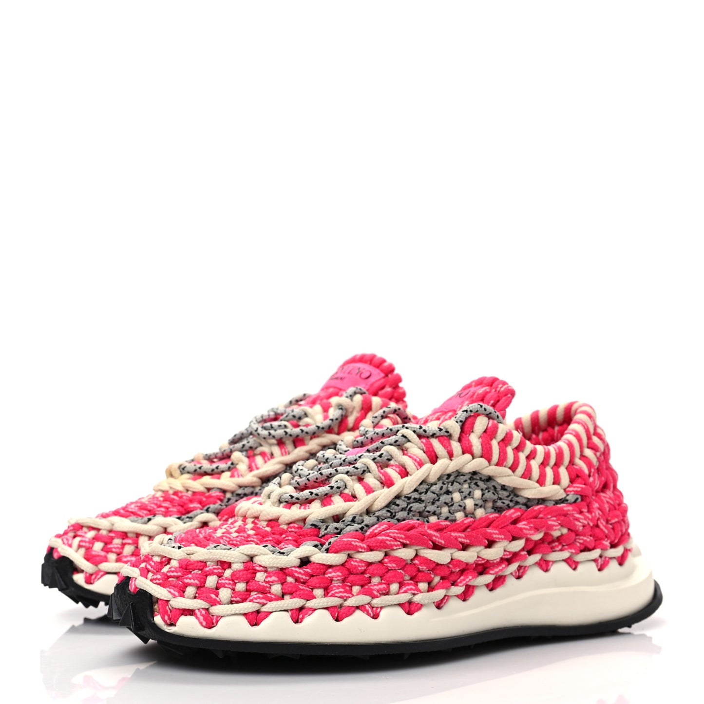 Fabric Crochet Womens Low Top Sneakers 36.5 Light Ivory Pink
