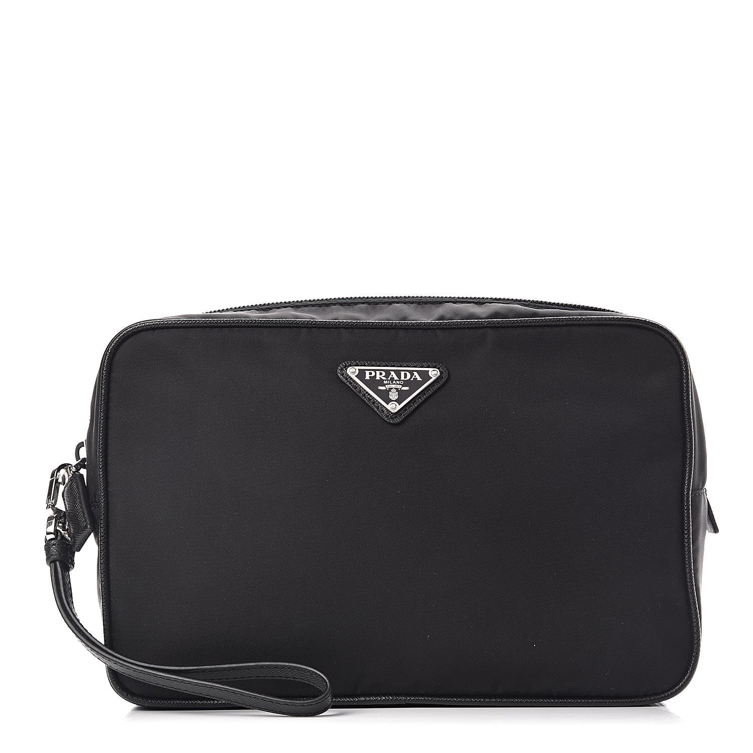 Prada Tessuto Nylon Saffiano Wristlet Black 1 of 10