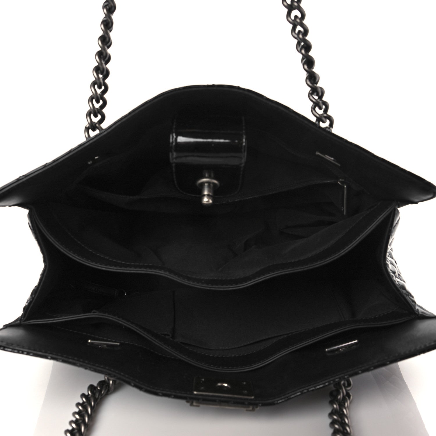 Chanel Patent Quilted Reverso Boy Tote Black 5 of 9