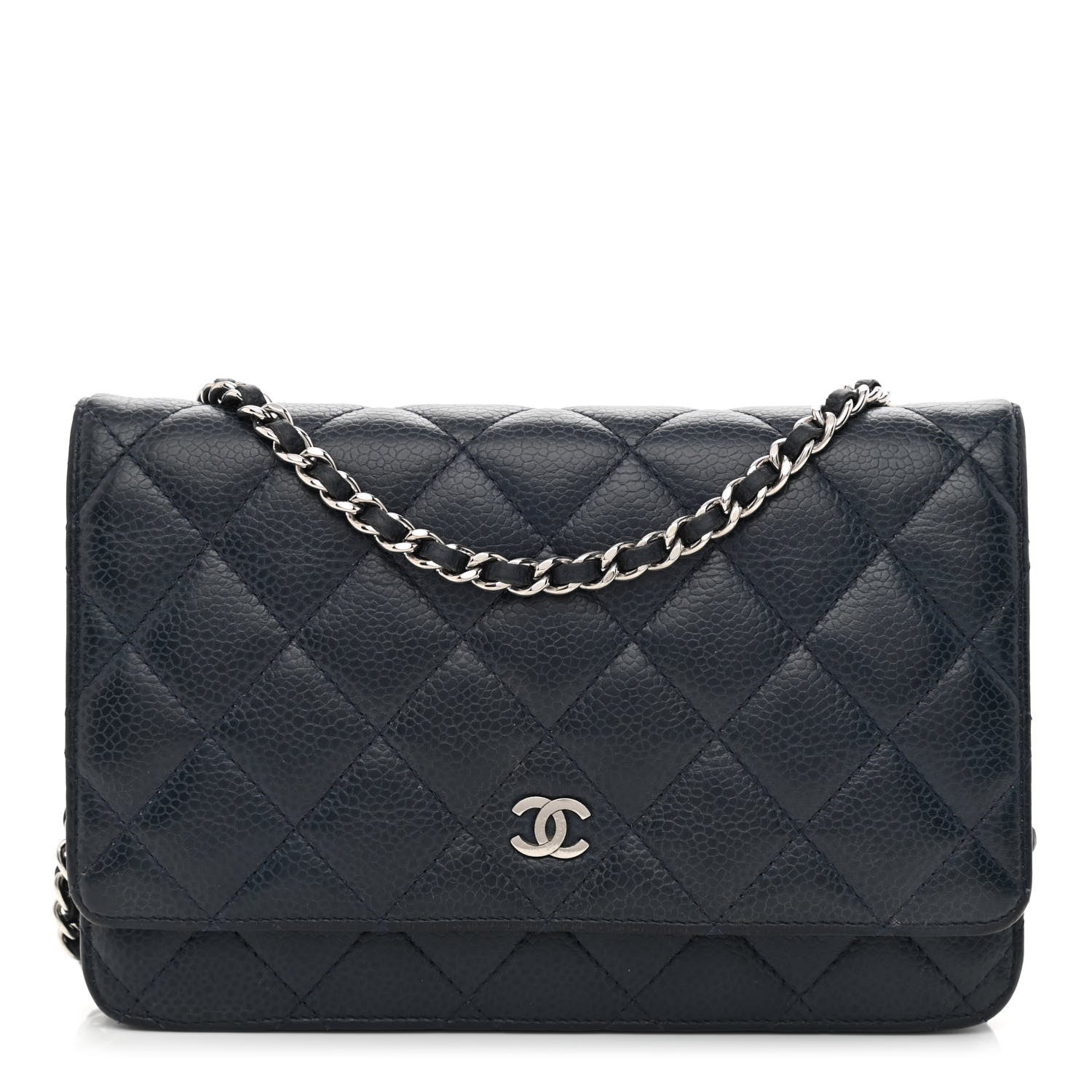 Chanel Caviar Quilted Wallet On Chain WOC Navy Blue 1 of 12