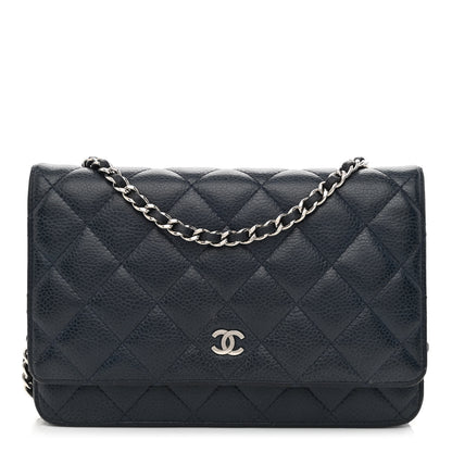 Chanel Caviar Quilted Wallet On Chain WOC Navy Blue 1 of 12