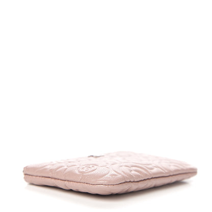Chanel Goatskin Camellia Embossed Cosmetic Pouch Light Pink 3 of 7