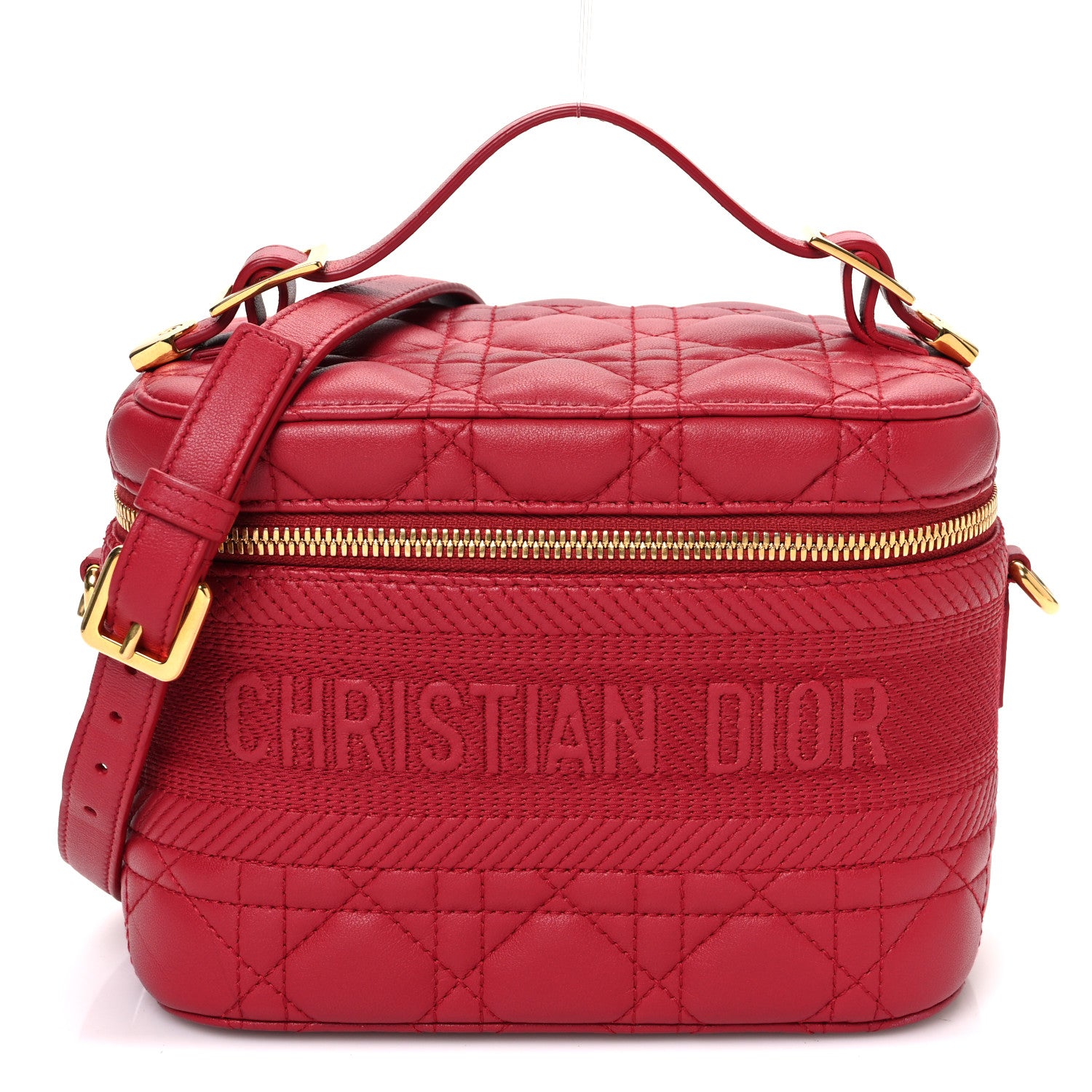 Christian Dior Lambskin Cannage Small Diortravel Vanity Case Red 1 of 10