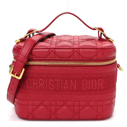 Christian Dior Lambskin Cannage Small Diortravel Vanity Case Red 1 of 10