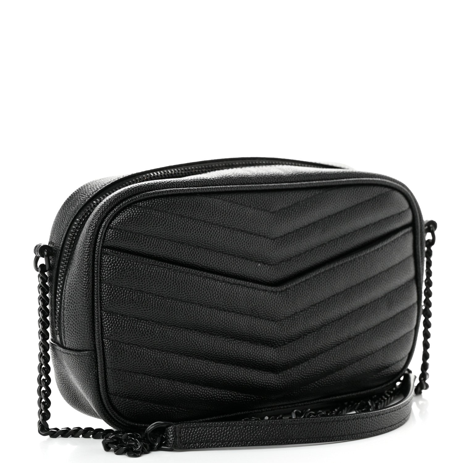 Saint Laurent Grain De Poudre Matelasse Monochrome Monogram Mini Lou Camera Bag Black 3 of 12