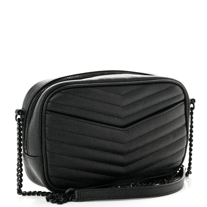 Saint Laurent Grain De Poudre Matelasse Monochrome Monogram Mini Lou Camera Bag Black 3 of 12
