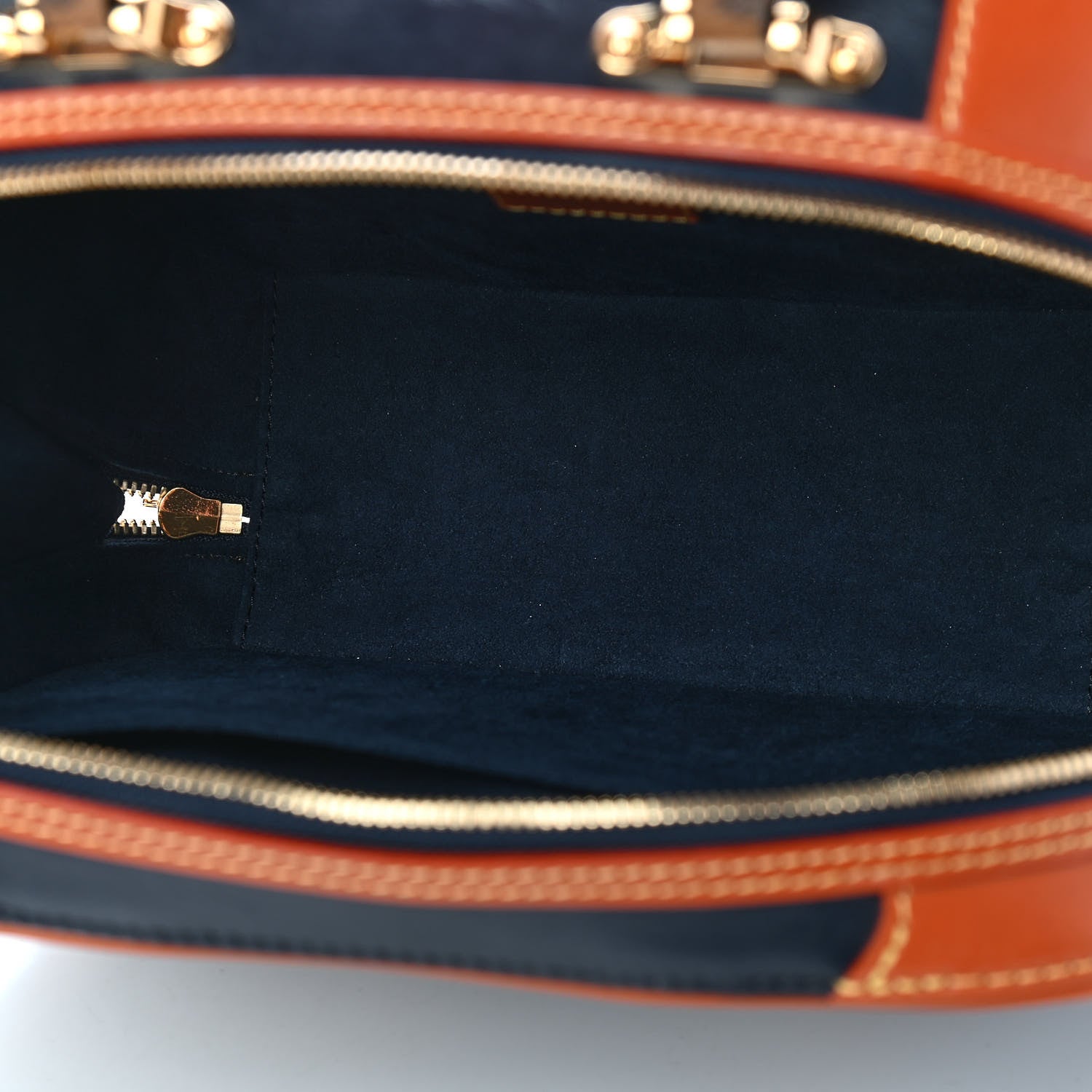 Louis Vuitton Calfskin Reverse Monogram Valisette PM Navy Caramel 5 of 10