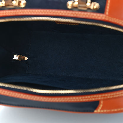 Louis Vuitton Calfskin Reverse Monogram Valisette PM Navy Caramel 5 of 10