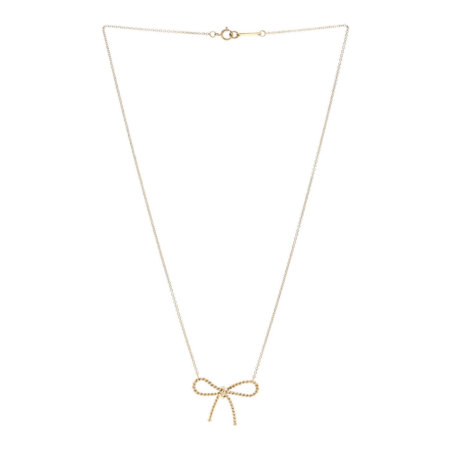 18K Yellow Gold Twist Bow Pendant Necklace