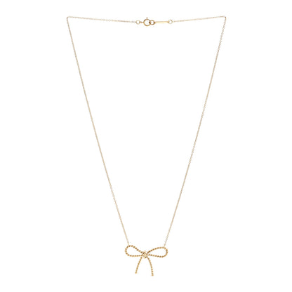 Tiffany 18K Yellow Gold Twist Bow Pendant Necklace 3 of 4