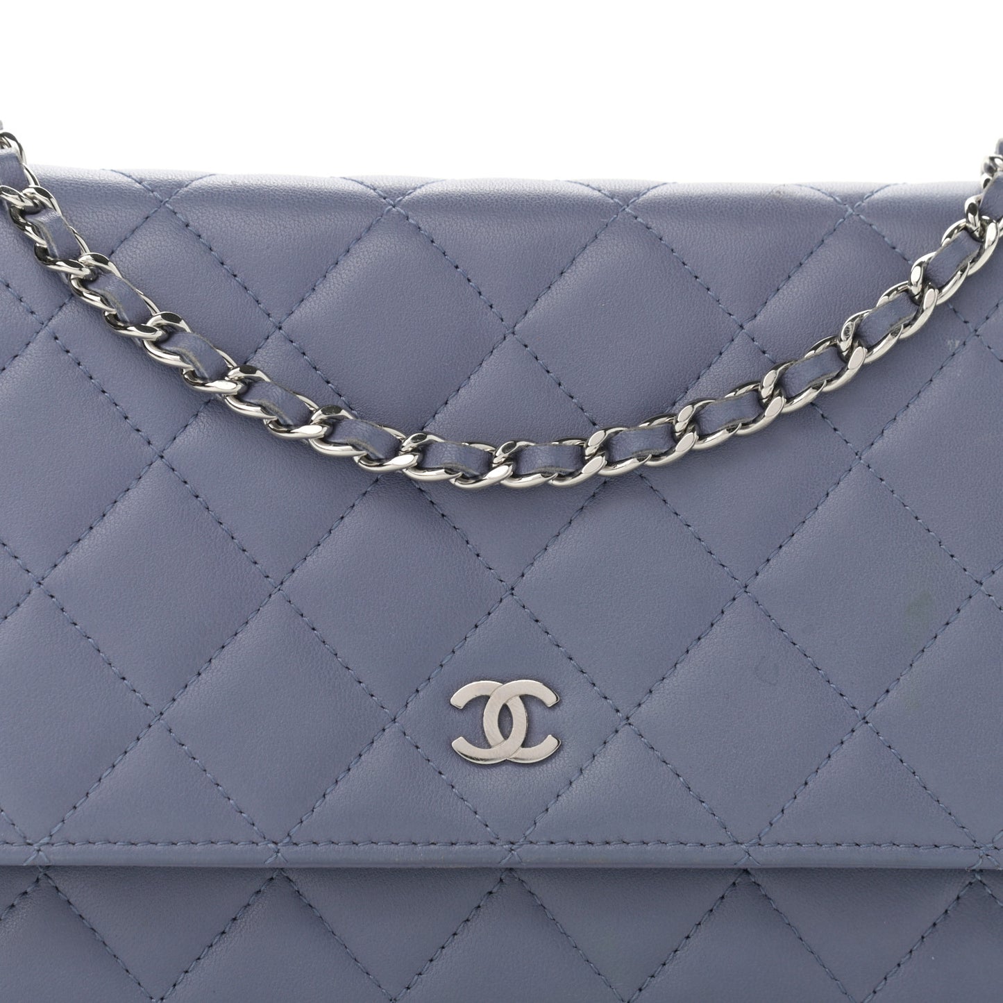 Lambskin Quilted Wallet On Chain WOC Lavender