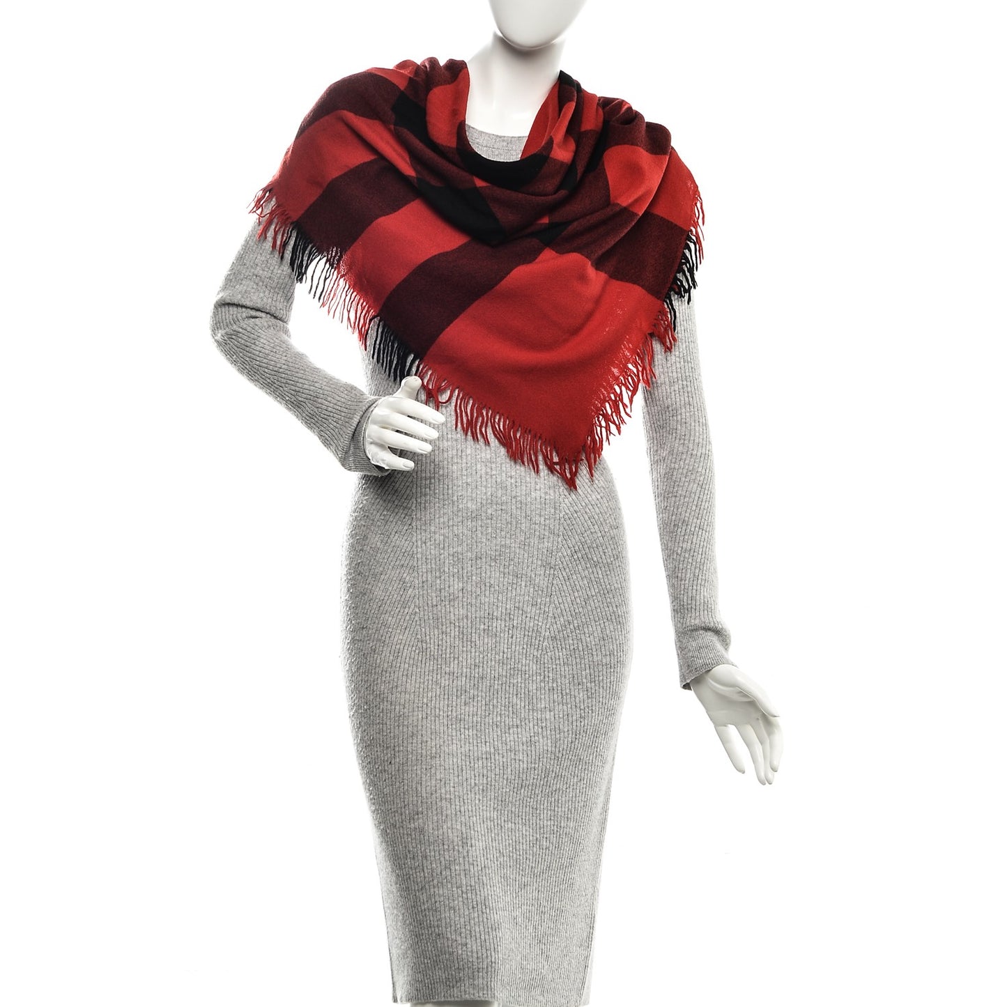 Cashmere Merino Wool House Check Scarf Red