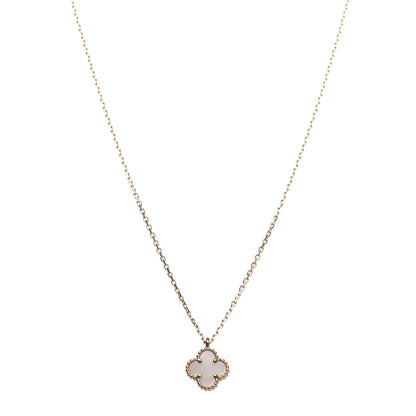 Van Cleef & Arpels 18K Yellow Gold Mother of Pearl Sweet Alhambra Pendant Necklace 1 of 8