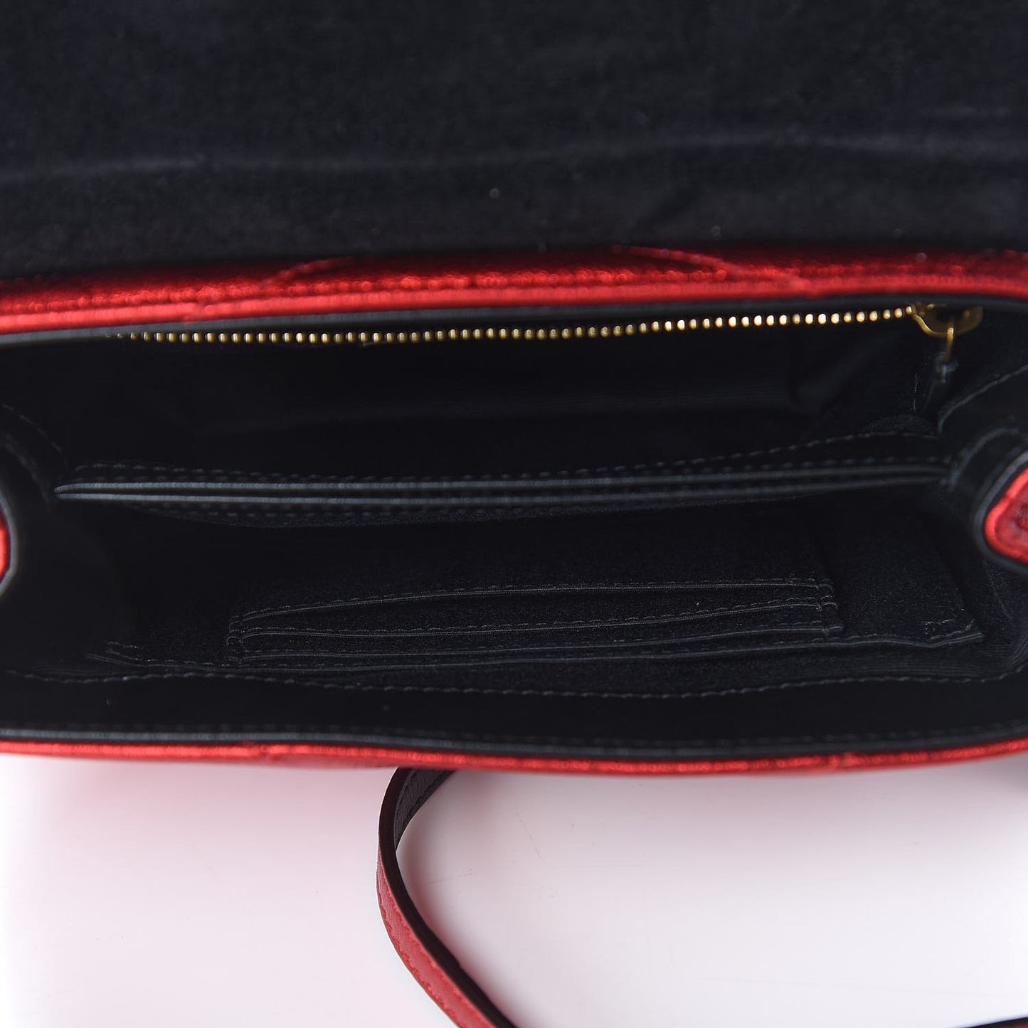 Metallic Calfskin Matelasse Toy Loulou Monogram Chain Satchel Red