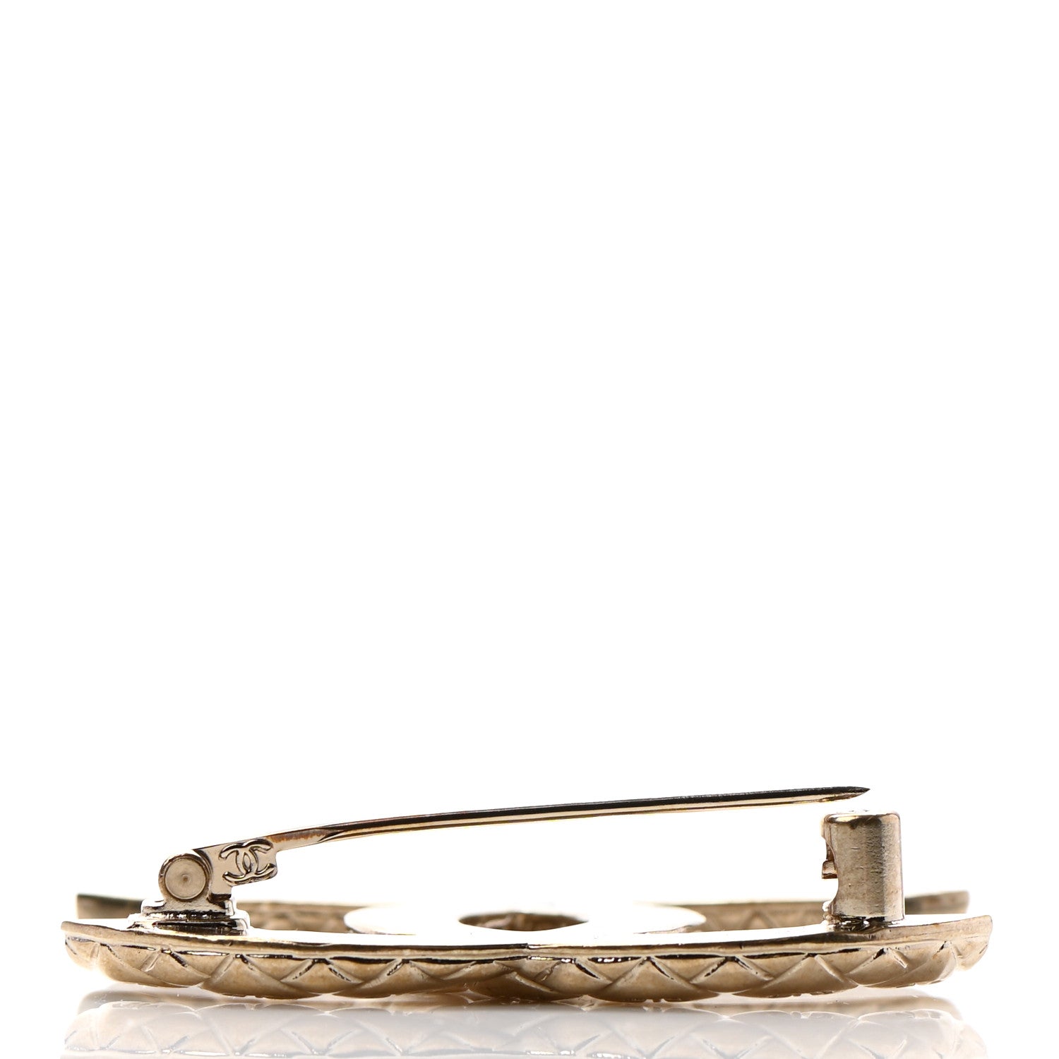 Chanel Metal CC Diamond Quilted Brooch Light Gold 4 of 5