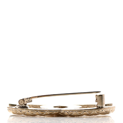 Chanel Metal CC Diamond Quilted Brooch Light Gold 4 of 5