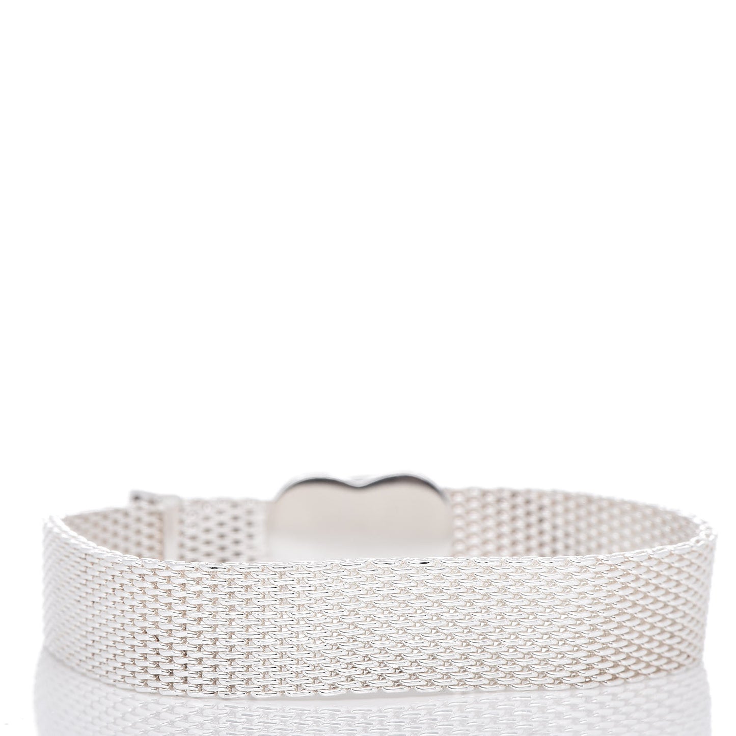 Sterling Silver Heart Buckle Mesh Bracelet