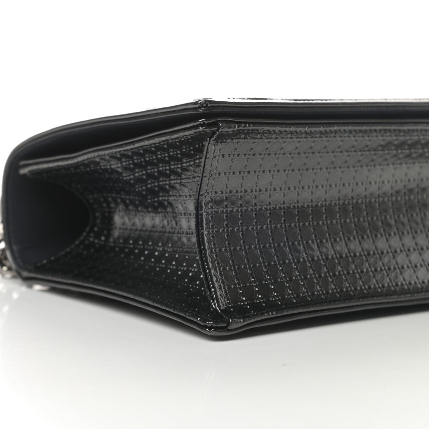 Metallic Patent Micro-Cannage Medium Diorama Flap Bag Onyx Black