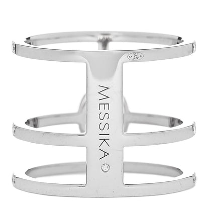 Messika 18K White Gold Diamond Glamazone 3 Row Pave Ring 54 6.75 3 of 5