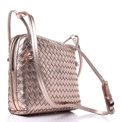 Bottega Veneta Metallic Grosgrain Intrecciato Pillow Crossbody Messenger Rose Gold 3 of 11