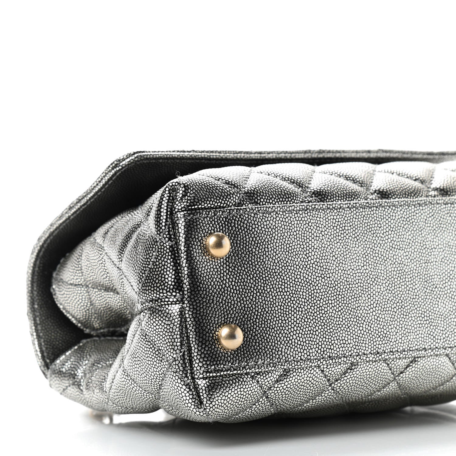 Chanel Metallic Caviar Quilted Mini Coco Handle Flap Silver 6 of 9
