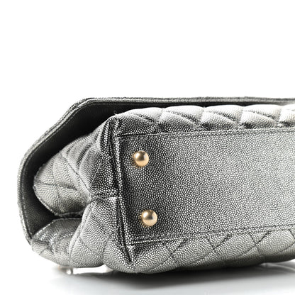 Chanel Metallic Caviar Quilted Mini Coco Handle Flap Silver 6 of 9