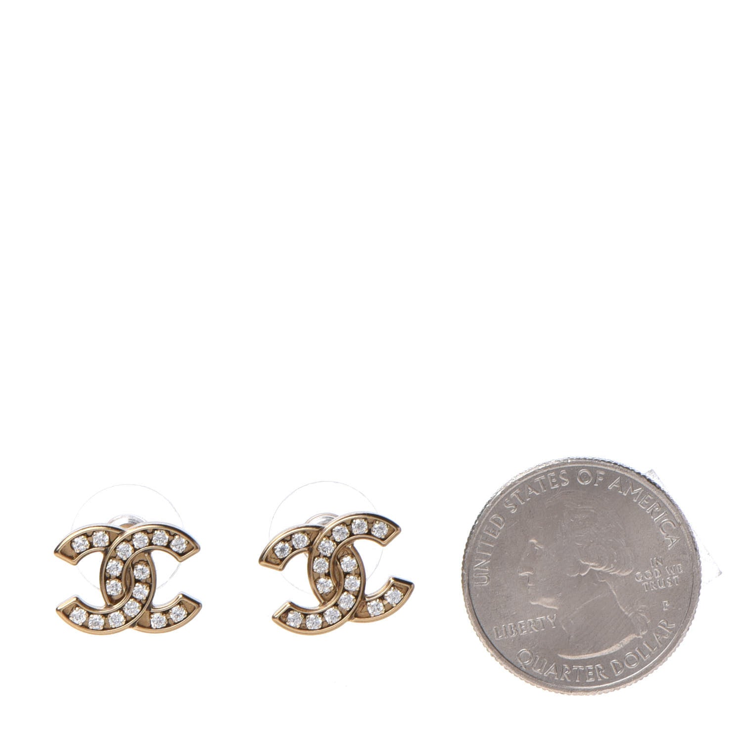 Chanel Crystal CC Earrings Gold 2 of 5