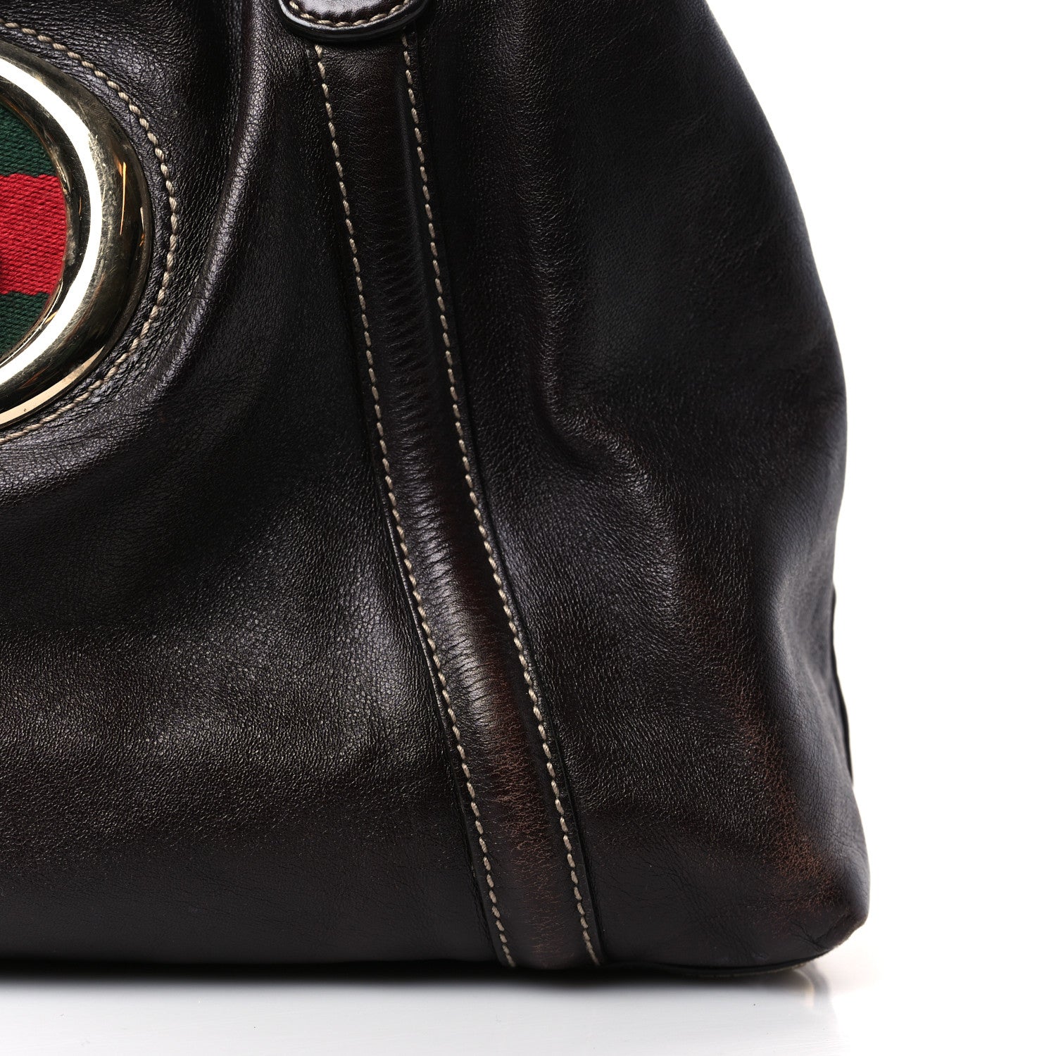 Gucci Calfskin Medium Britt Tote Dark Brown 10 of 12
