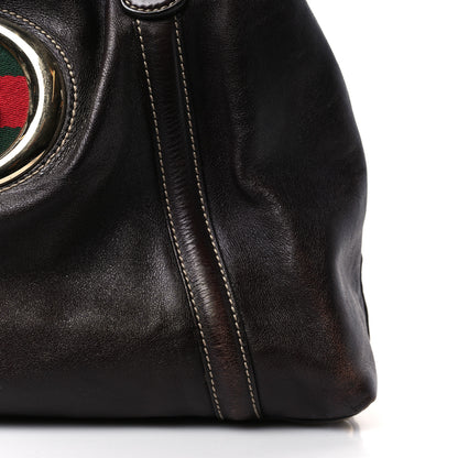 Gucci Calfskin Medium Britt Tote Dark Brown 10 of 12