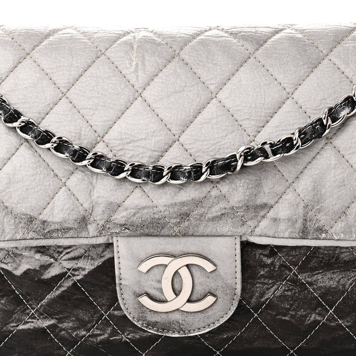 Vinyl Quilted Jumbo Melrose Degrade Flap Black