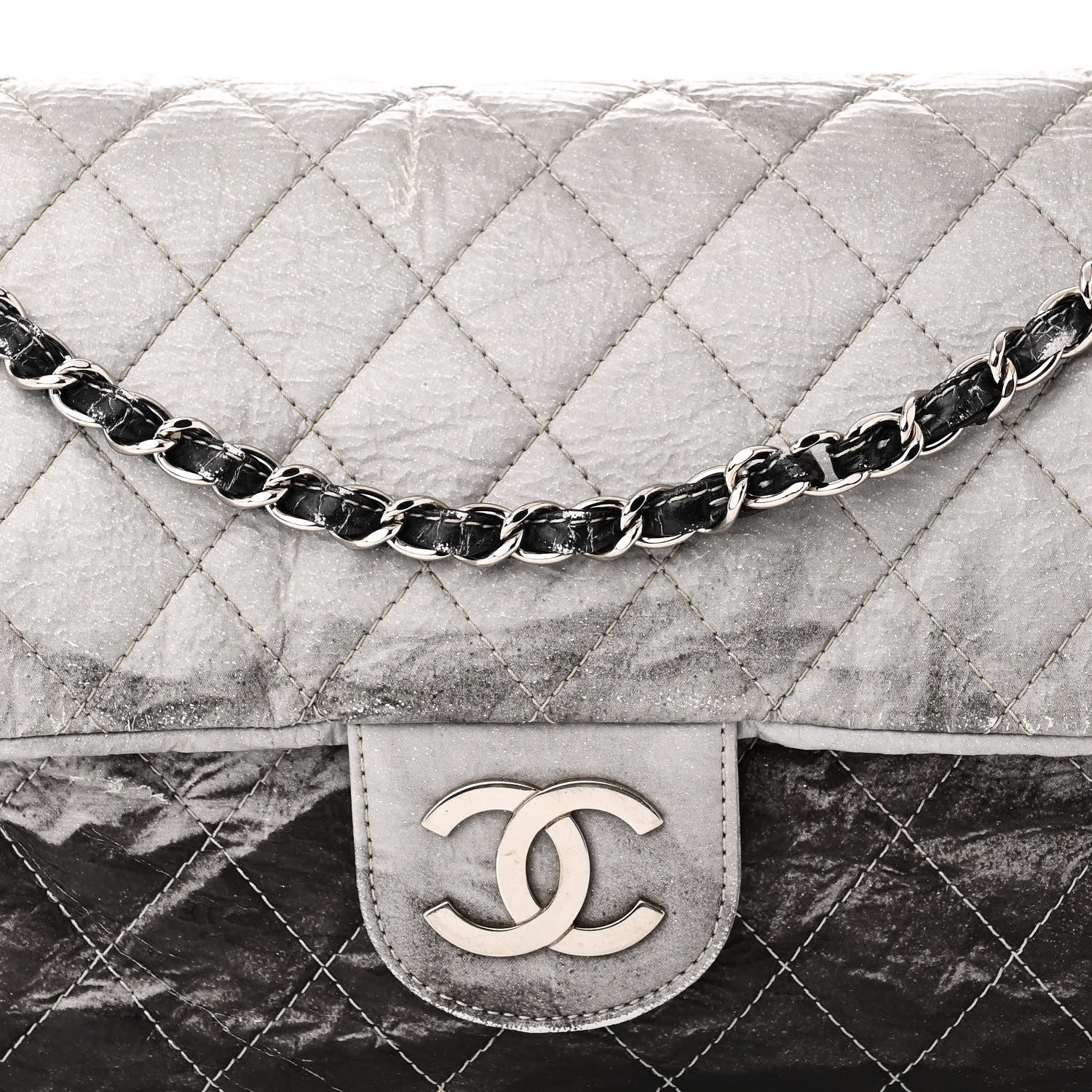 Chanel Vinyl Quilted Jumbo Melrose Degrade Flap Black 8 of 15