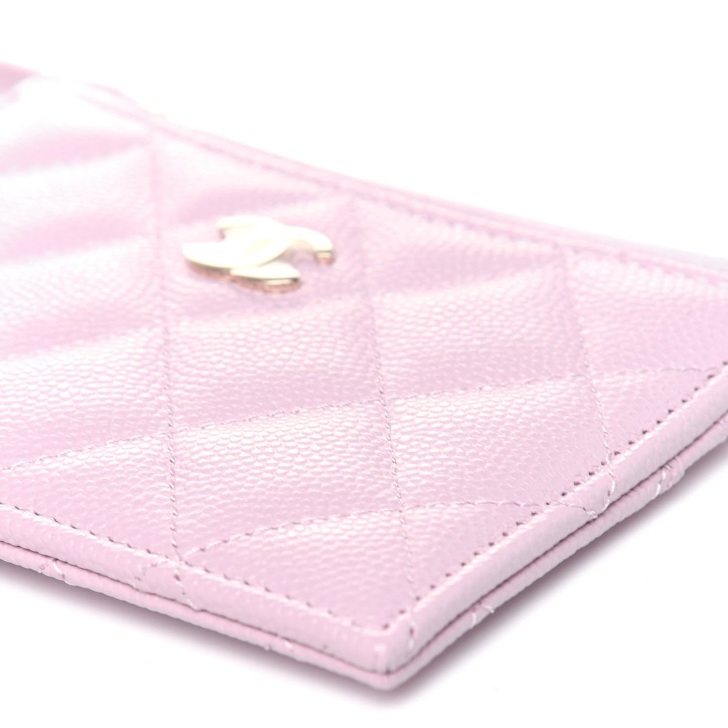 Caviar Quilted CC Zip Card Holder Light Pink