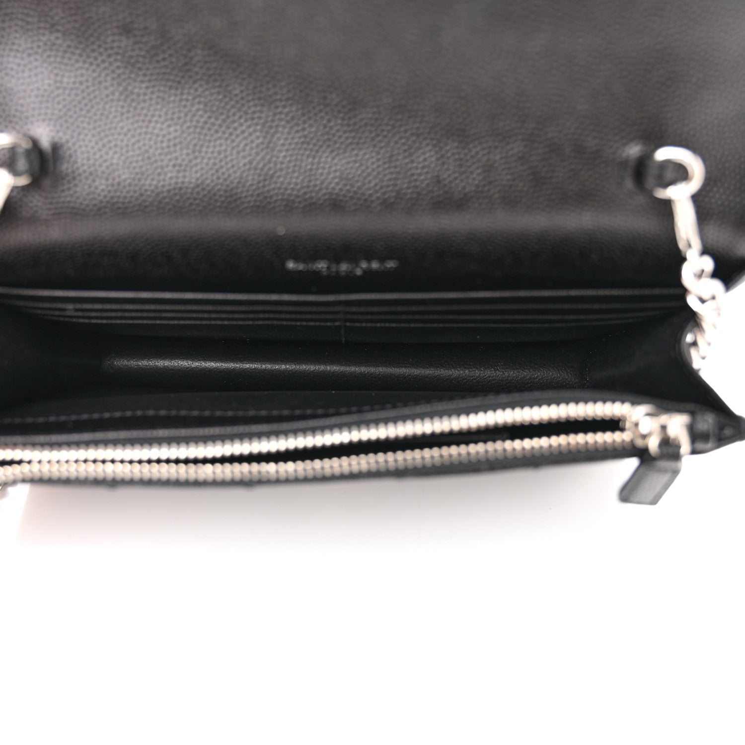 Saint Laurent Grain De Poudre Matelasse Chevron Monogram Envelope Chain Wallet Black 5 of 11