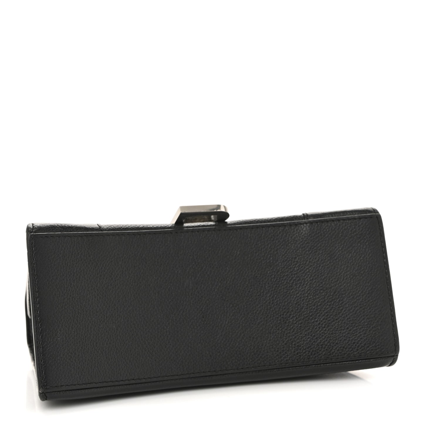 Grained Calfskin Small Hourglass Top Handle Bag Black