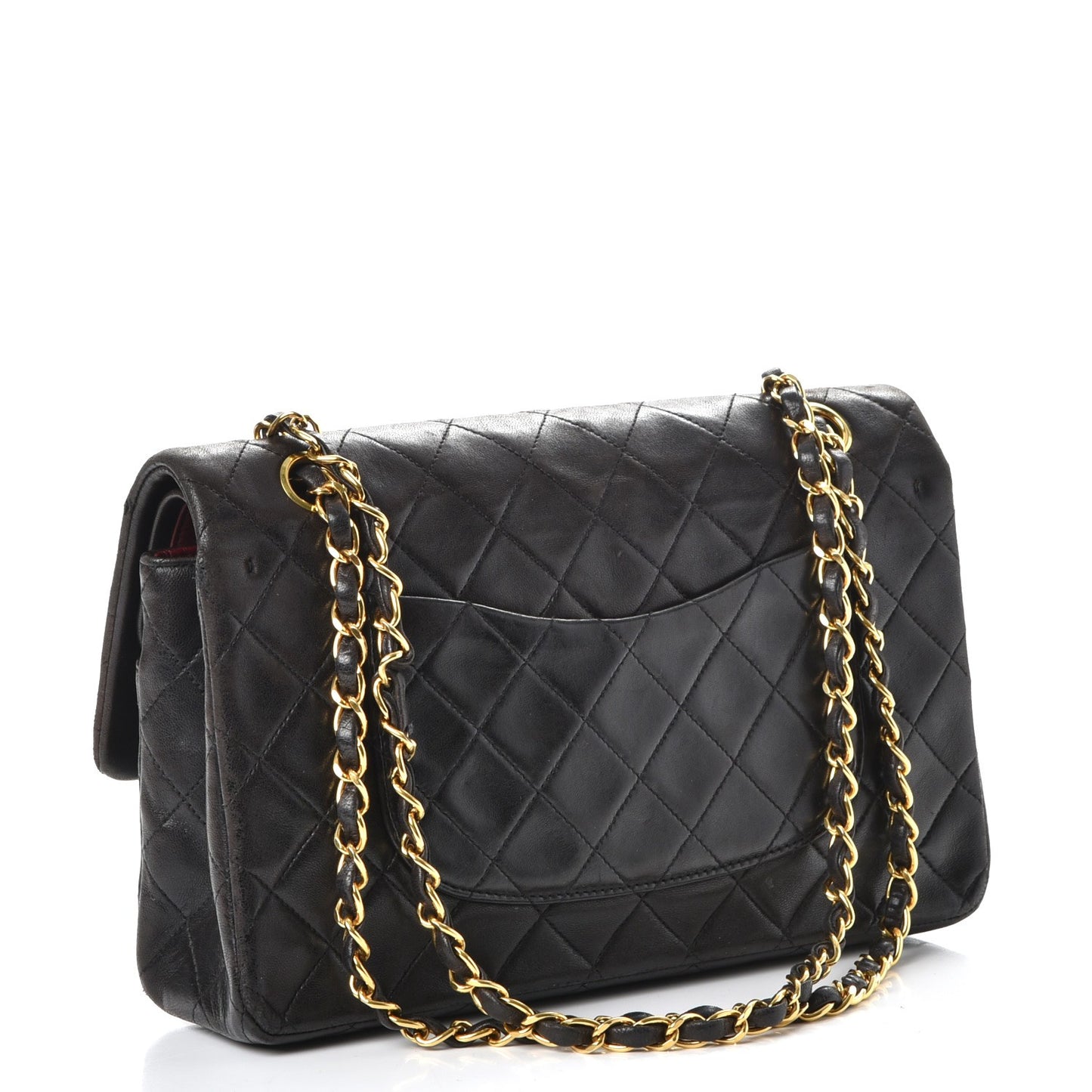 Lambskin Quilted Medium Double Flap Black