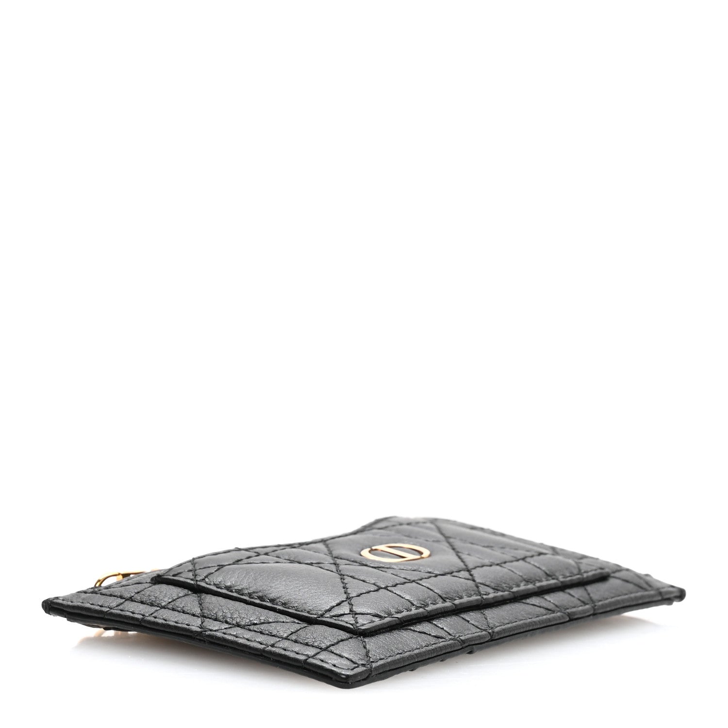 Christian Dior Supple Calfskin Cannage Caro Cosmos Zipped Card Holder Black 4 of 8