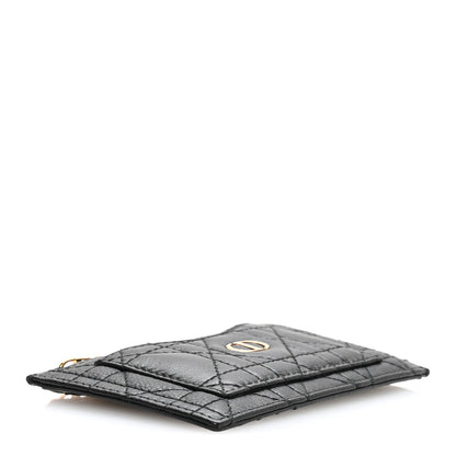 Christian Dior Supple Calfskin Cannage Caro Cosmos Zipped Card Holder Black 4 of 8